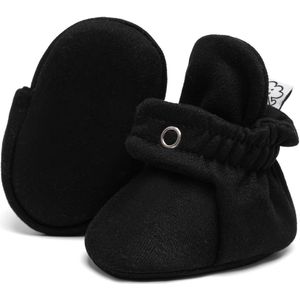 Steppies - Baby Slofjes voor Jongens en Meisjes - Zwart - 0-3 Maanden (9cm) - Schoenmaat 15-16