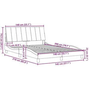 vidaXL - Bedframe - zonder - matras - stof - donkerbruin - 140x200 - cm