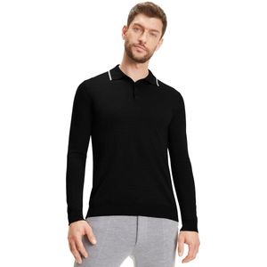 FALKE Basic Polo elegante klassieker wol trui heren zwart - maat S