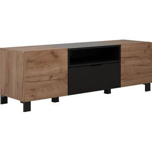 Trendteam- TV Meubel Tv-meubel Kendo | x 40 x 47 | 2 Deuren, 1 Klep, 2 Planken | Zwart / Eik - 144cm - Bruin; Zwart