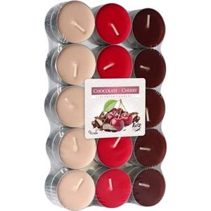 Chocolade kers geurkaarsen 60 stuks - Theelichtjes/waxinelichtjes