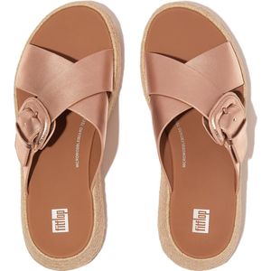 FitFlop F-Mode Espadrille Buckle M/Leather Flatform Slides ROZE - Maat 39