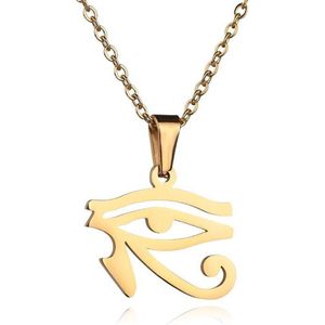 Goudkleurige dames ketting Edelstaal Verguld Oog van Horus