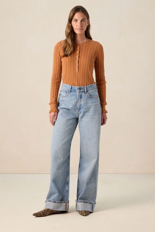 Sissy-Boy - Ajour Trui - Lichtbruin - Lange Mouwen - Aansluitende Fit