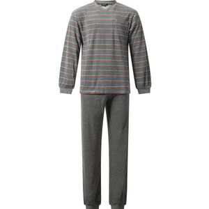 Outfitter Badstof heren pyjama - Winter streep - Warme winter pyjama - XXL - Grijs