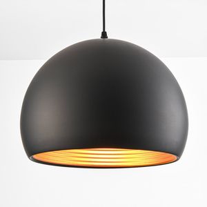 Moderne ronde hanglamp zwart met goud 25cm “ Goldy