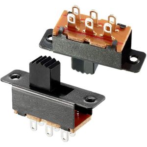 Verticale schuifschakelaar DPDT 2P 6 polen PCB printplaat vergrendeling 5mm - Set van 10 stuks