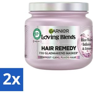 2 x Garnier - Loving Blends - Haarmasker - Rice Water Infusion - Glans & Zachtheid - Lang Haar - 340 ml - Haar Masker - Glans Masker - Zachtheid Masker - Rice Water - Lang Haar