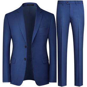Allthemen Heren Tweeknoops Pak Regular Fit - Middenspleet Effen voor Zakelijk - XS