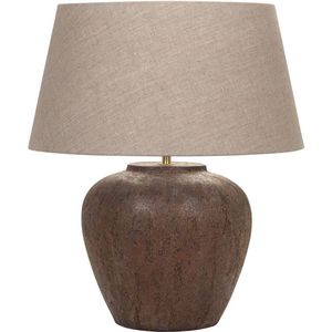 Keramiek tafellamp Midi Tom | 1 lichts | bruin | keramiek / stof | Ø 35 cm | 53 cm hoog | klassiek / landelijk / sfeervol design