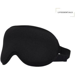 LIFESSENTIALS 3D Slaapmasker – Comfortabel & Lichtdicht – Met Memoryfoam & Oogvrij Hol Design – Zwart – Unisex - Universeel