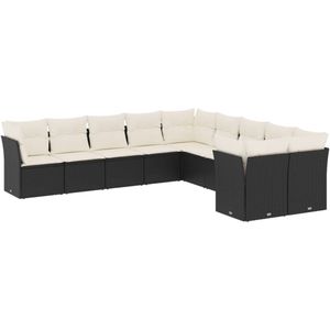 vidaXL Loungeset - 10-delig - Poly Rattan - Zwart Loungebank - Tuinset - Lounge Set - Buitendecoratie - Garden Furniture