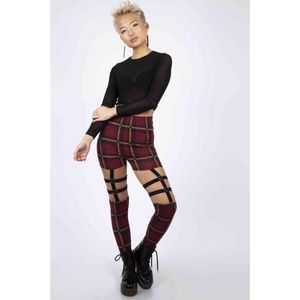 Jawbreaker - Passionate By Nature Plaid Harness Legging - S - Bordeaux rood