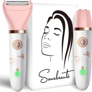 2-in-1 Ladyshave Gezicht - Oksels - Benen - Bikinilijn - Sansbeauté® - Scheerapparaat Vrouw - Ontharingsapparaat Electrisch Ontharen - Gezichtsontharing Dames - Trimmer Vrouw - Ladyshaves Bikini - USB Oplaadbaar