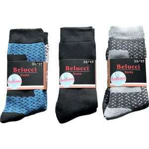 Belucci Thermosokken – 6 Paar – Zwart – Maat 39-42 – Warme Sokken Heren
