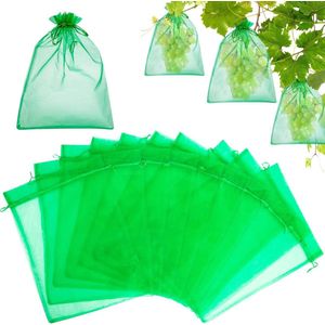 Beschermzakken voor druiven - 100 stuks - 30 x 40 cm - fruitbeschermzakken met trekkoord - tuin netzak tegen wespenvraat vogels kersenvlieg