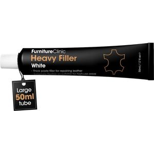 Leer reparatie vuller Wit - Furniture Clinic - Leather Heavy Filler White - voor het opvullen van gaten, slijtage, krassen, scheuren enz. - 50 ml - Leather filler - Leer vuller - Leer Plamuur