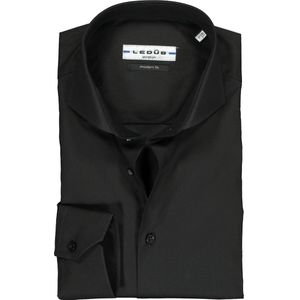 Ledub modern fit overhemd - zwart stretch - Strijkvriendelijk - Boordmaat: 42