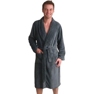 Outfitter heren Fleece Badjas - Winter Stripe - L - Groen