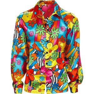 Widmann - Hippie Kostuum - Hippie Shirt Man - Multicolor - Small - Carnavalskleding - Verkleedkleding