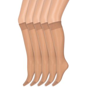 Kniekousen met soepele boord | Perfecte pasvorm | 20 denier | Merk: Marianne | Maat: One Size | Kleur: Wineblush | 5 Paar