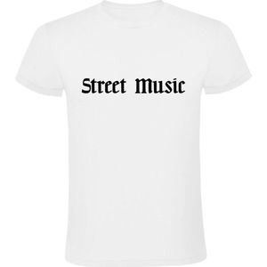 Street Music Heren T-shirt | muziek | Rock Band | Rock & Roll | straatmuzikant | Wit