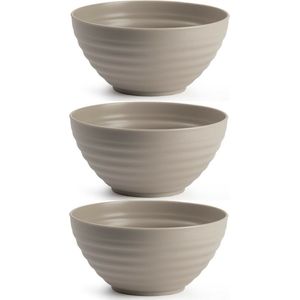 Plasticforte - Kommetjes/Schaaltjes - 6x - kunststof - D15 x 8 cm - taupe