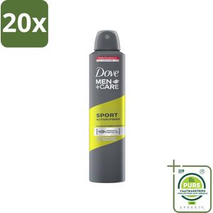 20 x Dove - Deodorant - Spray Men - Sport Active + Fresh - Energiek en verfrissend - 250 ml - Grootverpakking - Deodorant - Antitranspirant - Mannen - Sport - Frisheid