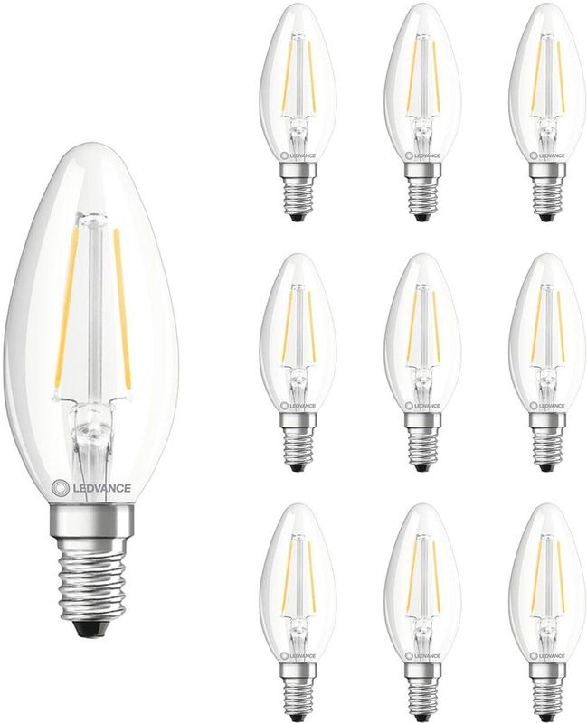 Ledvance - LED Filament Kaarslamp E14 - 2.5W - 250lm - 2700K - Ø35mm - 10 stuks