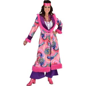 Hippie Mantel Roze/Paars Flower Chantal - Maat 2XL/3XL