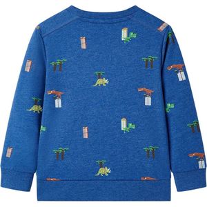 Kindertrui 116 donkerblauw met dinosaurussen