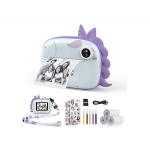 İnstantcamera voor kinderen, digitale camera voor kinderen met printpapier en 32G TF-kaart, videocamera met gekleurde pennen en fotoclips om te knutselen, cadeau voor kinderen van 3 - 14 jaar (groen)