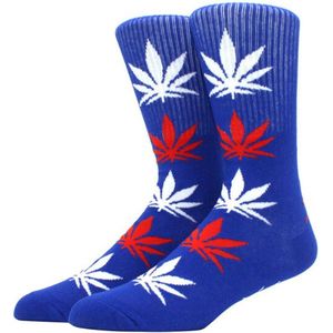 Wietsokken - Cannabissokken - Wiet - Cannabis - blauw-wit-rood - Unisex sokken - Maat 36-45