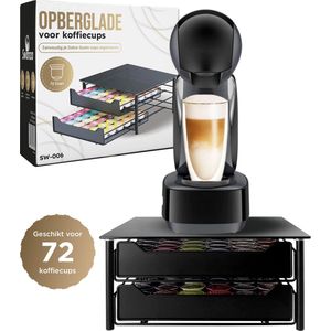 Swanza® Stoccaggio - Capsulehouder Dolce Gusto met Lade - Koffiecups Houder voor 72 Capsules - Dolce Gusto Capsulehouders - Donker Getint Rookglas