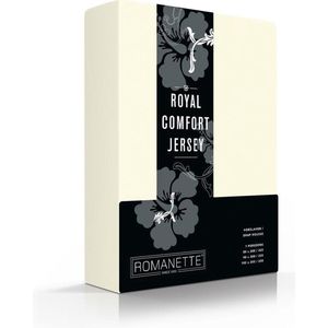 Royal Jersey Comfort Premium 95% Macokatoen / 5% Lycra Hoeslaken - Eenpersoons (80/90/100x200/210/220 cm) - Ivoor