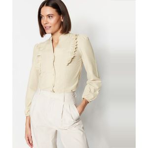 Trendyol Bordeaux Geweven Katoenen Overhemd Met Kant Twoss20Go0044