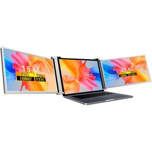 Fubzz Draagbare Monitor - 15 Inch Drievoudig Scherm - Laptopuitbreidingsscherm - 1920x1080 Resolutie - Eenvoudige Installatie - Zilver