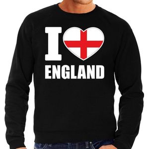 I love England supporter sweater / trui voor heren - zwart - Engeland landen truien - Sint-Joriskruis vlag / flag M