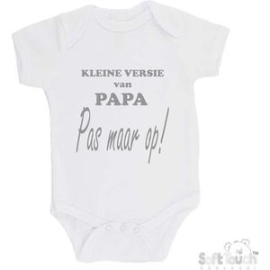 100% katoenen Romper ""Kleine versie van papa Pas maar op!"" Unisex Katoen Wit/grijs Maat 62/68