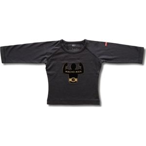 Twentyfourdips | T-shirt lange mouw baby met print 'Macho man' | Zwart | Maat 74 | In giftbox