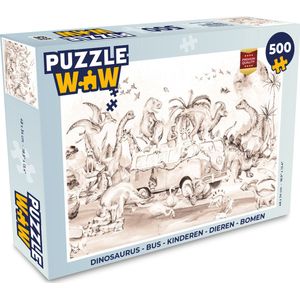 Puzzel Dinosaurus - Bus - Kinderen - Dieren - Bomen - Legpuzzel - Puzzel 500 stukjes