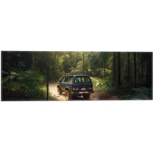 Vlag - Blauwe Truck rijdend door Wegen in de Jungle - 60x20 cm Foto op Polyester Vlag