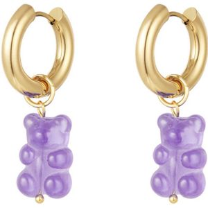 Earrings Gummy Bear - Yehwang - Oorbellen - One size - Goud/Paars