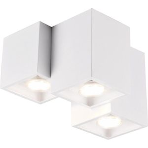 LED Plafondlamp - Plafondverlichting - Torna Ferry - GU10 Fitting - 3-lichts - Rechthoek - Mat Wit - Aluminium