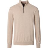 Casa Moda Trui met rits beige (Maat: S) - Mélange - Halslijn: Opstaande kraag met rits,