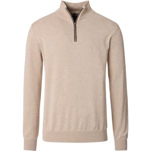 Casa Moda Trui met rits beige (Maat: S) - Mélange - Halslijn: Opstaande kraag met rits,