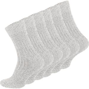 6 paar Noorse wollen sokken met gewatteerde zool - Lichtgrijs - Maat 39-42