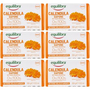 Equilibra Calendula Antibacteriële Handzeep - 6 x 100g - Plantaardige Zeep Bar - Zeep Zonder SLES - Parabenen vrij - Geen Kleurstoffen