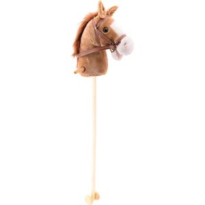 Pluche Stokpaardje Lichtbruin 98 cm met Geluid - Paarden / Pony Speelgoed