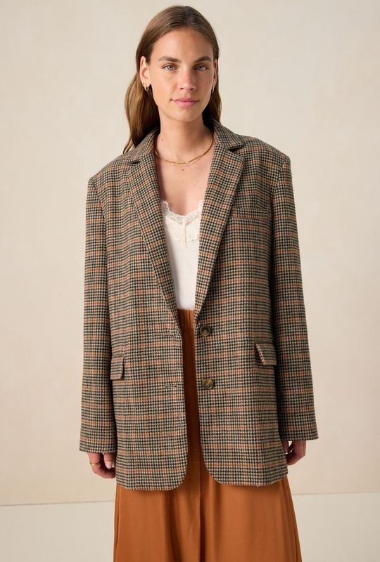 Sissy-Boy - Donkerbruin - Blazer - Geruit - Lange Mouwen